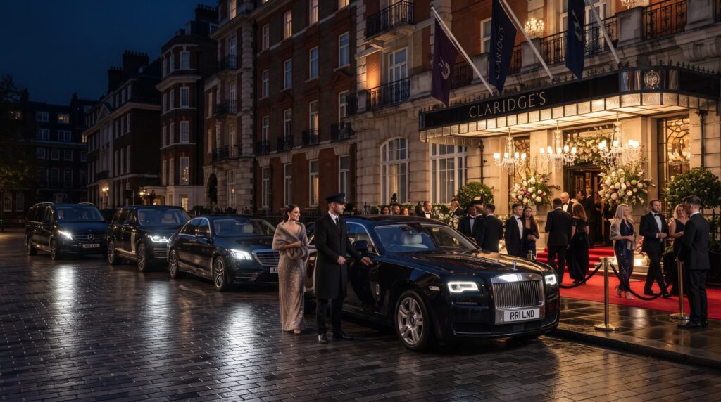 Two chauffeur-driven cars on a London corporate roadshow